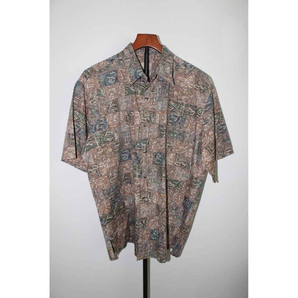 VTG Tori Richard Mens XL Abstract Geometric Aloha Shirt Made in Hawaii